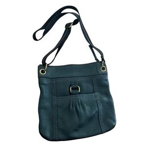 The Sak Black Pebbled Leather Soft Crossbody Bag Travel Adjustable Strap